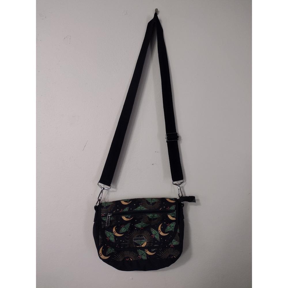 Black Crescent Print Crossbody Bag - Unbranded